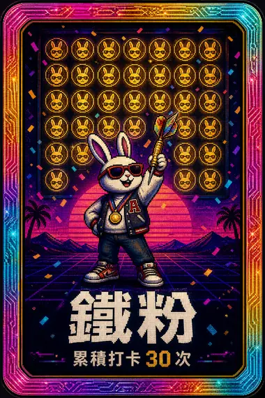 鐵粉 會員徽章，累積打卡 30 次解鎖