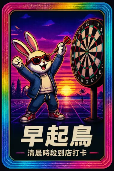 早起鳥 會員徽章，早上 6 點到 9 點到店打卡解鎖