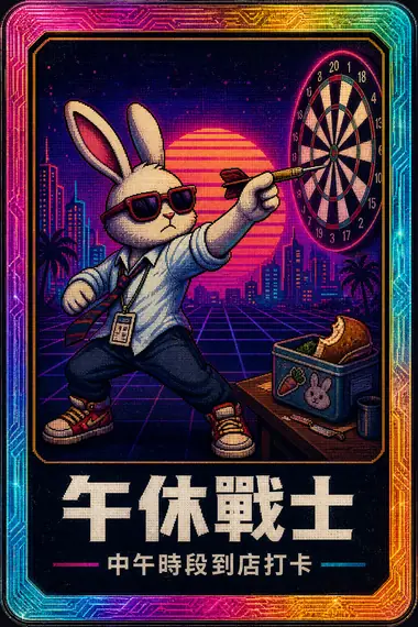 午休戰士 會員徽章，中午 12 點到 14 點到店打卡解鎖