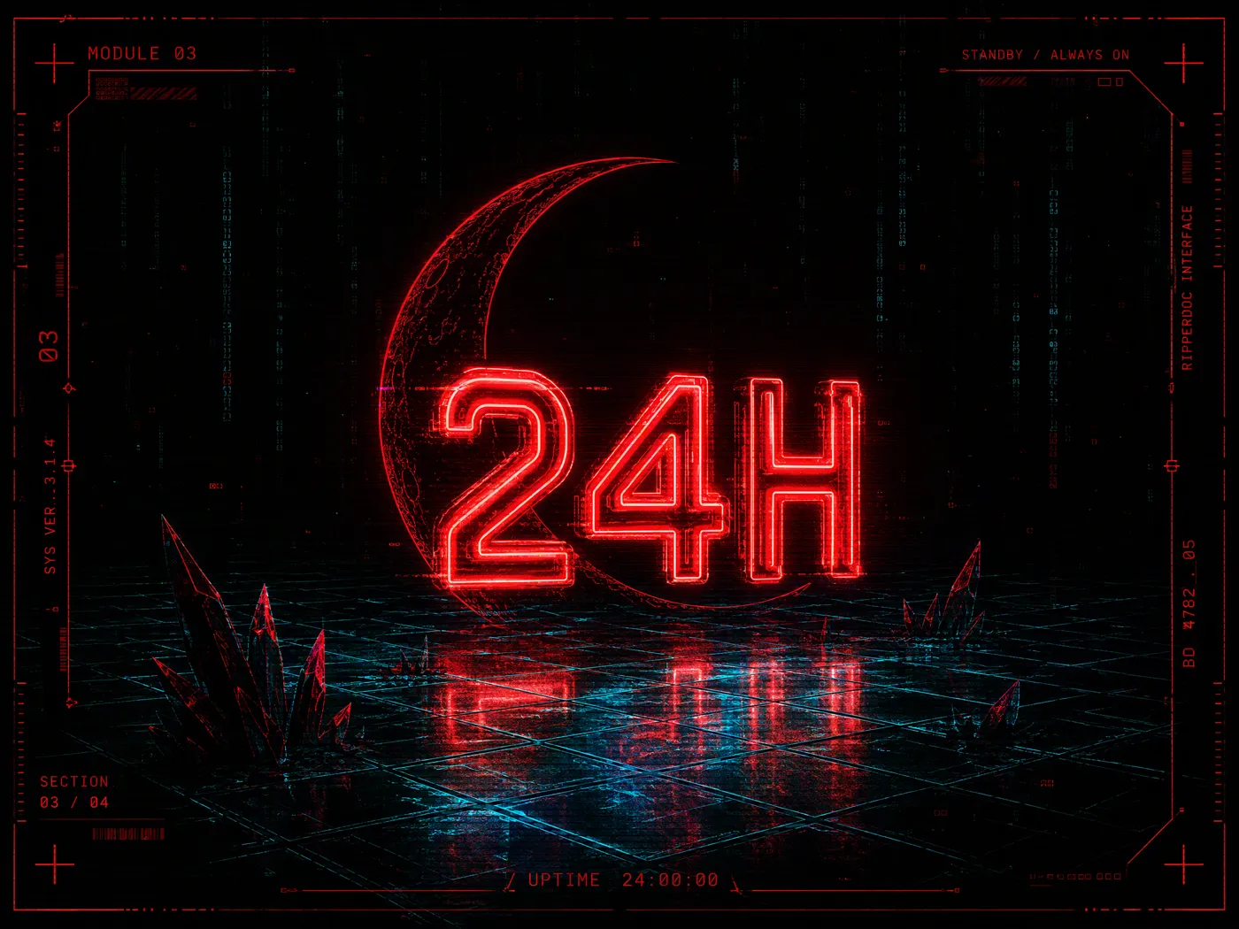 24-hour neon sign